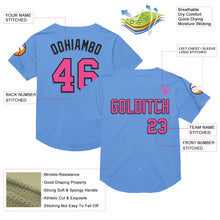 Load image into Gallery viewer, Custom Light Blue Pink-Black Mesh Authentic Throwback Baseball Jersey