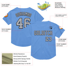 Laden Sie das Bild in den Galerie-Viewer, Custom Light Blue Gray-Black Mesh Authentic Throwback Baseball Jersey
