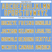 Laden Sie das Bild in den Galerie-Viewer, Custom Light Blue Old Gold-White Mesh Authentic Throwback Baseball Jersey