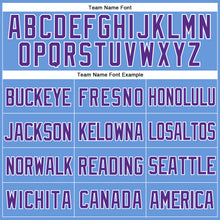 Laden Sie das Bild in den Galerie-Viewer, Custom Light Blue Purple-White Mesh Authentic Throwback Baseball Jersey