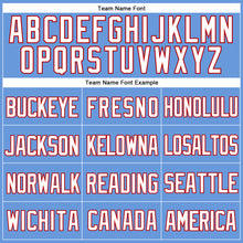 Laden Sie das Bild in den Galerie-Viewer, Custom Light Blue Red-Black Mesh Authentic Throwback Baseball Jersey