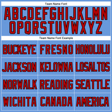 Laden Sie das Bild in den Galerie-Viewer, Custom Light Blue Red-Black Mesh Authentic Throwback Baseball Jersey