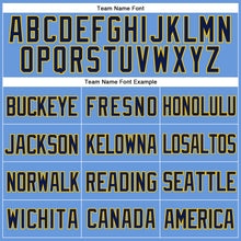 Laden Sie das Bild in den Galerie-Viewer, Custom Light Blue Navy-Yellow Mesh Authentic Throwback Baseball Jersey