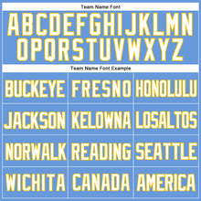 Load image into Gallery viewer, Custom Light Blue White-Yellow Mesh Authentic Throwback Baseball Jersey