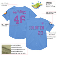 Laden Sie das Bild in den Galerie-Viewer, Custom Light Blue Medium Purple Mesh Authentic Throwback Baseball Jersey