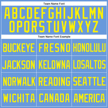 Laden Sie das Bild in den Galerie-Viewer, Custom Light Blue Light Yellow Mesh Authentic Throwback Baseball Jersey