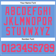 Laden Sie das Bild in den Galerie-Viewer, Custom Light Blue Neon Pink Mesh Authentic Throwback Baseball Jersey