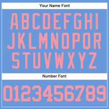 Laden Sie das Bild in den Galerie-Viewer, Custom Light Blue Medium Pink Mesh Authentic Throwback Baseball Jersey