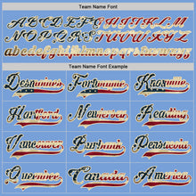 Load image into Gallery viewer, Custom Light Blue Vintage USA Flag Cream-Navy Hockey Lace Neck Jersey