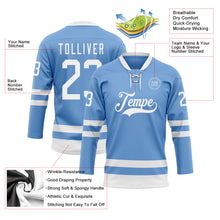 Load image into Gallery viewer, Custom Light Blue White Hockey Lace Neck Jersey