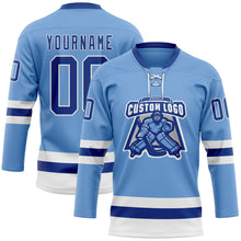 Charger l'image dans la galerie, Custom Light Blue Royal-White Hockey Lace Neck Jersey