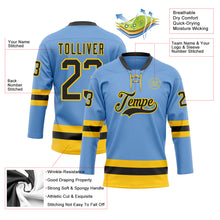 Charger l'image dans la galerie, Custom Light Blue Black-Yellow Hockey Lace Neck Jersey