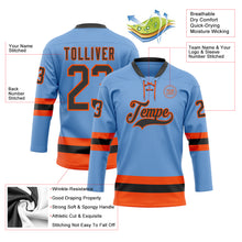 Charger l'image dans la galerie, Custom Light Blue Black-Orange Hockey Lace Neck Jersey