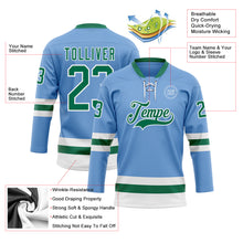 Charger l'image dans la galerie, Custom Light Blue Kelly Green-White Hockey Lace Neck Jersey