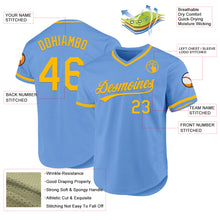Загрузить изображение в средство просмотра галереи, Custom Light Blue Gold Authentic Throwback Baseball Jersey