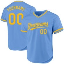 Загрузить изображение в средство просмотра галереи, Custom Light Blue Gold Authentic Throwback Baseball Jersey