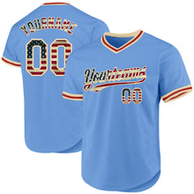 Загрузить изображение в средство просмотра галереи, Custom Light Blue Vintage USA Flag Cream-Red Authentic Throwback Baseball Jersey
