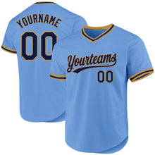 Загрузить изображение в средство просмотра галереи, Custom Light Blue Navy-Old Gold Authentic Throwback Baseball Jersey