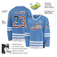 Charger l'image dans la galerie, Custom Light Blue Vintage USA Flag-White Hockey Jersey