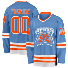 Charger l'image dans la galerie, Custom Light Blue Orange-White Hockey Jersey