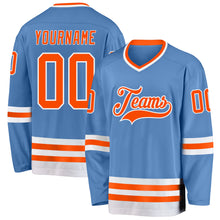 Charger l'image dans la galerie, Custom Light Blue Orange-White Hockey Jersey