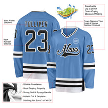 Charger l'image dans la galerie, Custom Light Blue Black-White Hockey Jersey