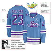 Charger l'image dans la galerie, Custom Light Blue Purple-White Hockey Jersey