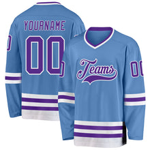 Charger l'image dans la galerie, Custom Light Blue Purple-White Hockey Jersey