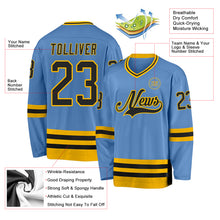 Charger l'image dans la galerie, Custom Light Blue Black-Gold Hockey Jersey