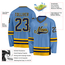 Charger l'image dans la galerie, Custom Light Blue Navy-Gold Hockey Jersey