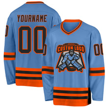 Charger l'image dans la galerie, Custom Light Blue Black-Orange Hockey Jersey