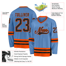 Charger l'image dans la galerie, Custom Light Blue Black-Orange Hockey Jersey