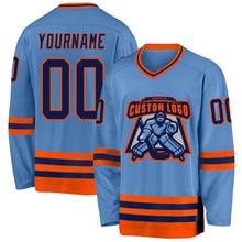 Charger l'image dans la galerie, Custom Light Blue Navy-Orange Hockey Jersey