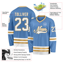 Charger l'image dans la galerie, Custom Light Blue White-Old Gold Hockey Jersey