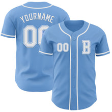 Laden Sie das Bild in den Galerie-Viewer, Custom Light Blue White Authentic Baseball Jersey