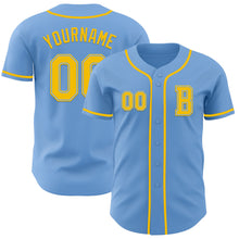 Laden Sie das Bild in den Galerie-Viewer, Custom Light Blue Yellow Authentic Baseball Jersey