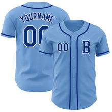 Laden Sie das Bild in den Galerie-Viewer, Custom Light Blue Royal-White Authentic Baseball Jersey