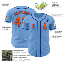 Laden Sie das Bild in den Galerie-Viewer, Custom Light Blue Orange-Royal Authentic Baseball Jersey
