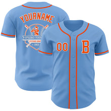Laden Sie das Bild in den Galerie-Viewer, Custom Light Blue Orange-White Authentic Baseball Jersey