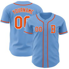 Laden Sie das Bild in den Galerie-Viewer, Custom Light Blue Orange-White Authentic Baseball Jersey