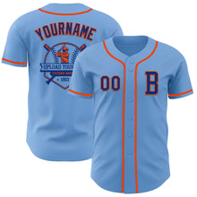 Laden Sie das Bild in den Galerie-Viewer, Custom Light Blue Royal-Orange Authentic Baseball Jersey