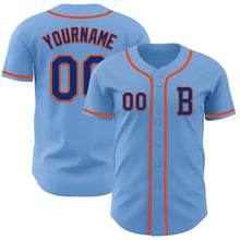 Laden Sie das Bild in den Galerie-Viewer, Custom Light Blue Royal-Orange Authentic Baseball Jersey