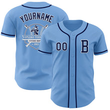 Laden Sie das Bild in den Galerie-Viewer, Custom Light Blue Navy-White Authentic Baseball Jersey
