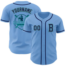 Laden Sie das Bild in den Galerie-Viewer, Custom Light Blue Navy Gray-Teal Authentic Baseball Jersey