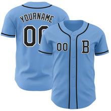 Laden Sie das Bild in den Galerie-Viewer, Custom Light Blue Black-White Authentic Baseball Jersey