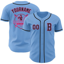 Laden Sie das Bild in den Galerie-Viewer, Custom Light Blue Black-Pink Authentic Baseball Jersey