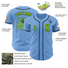 Laden Sie das Bild in den Galerie-Viewer, Custom Light Blue Neon Green-Black Authentic Baseball Jersey