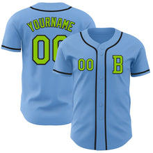Laden Sie das Bild in den Galerie-Viewer, Custom Light Blue Neon Green-Black Authentic Baseball Jersey