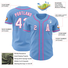 Laden Sie das Bild in den Galerie-Viewer, Custom Light Blue White-Pink Authentic Baseball Jersey