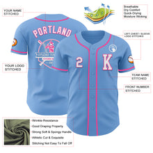Laden Sie das Bild in den Galerie-Viewer, Custom Light Blue White-Pink Authentic Baseball Jersey